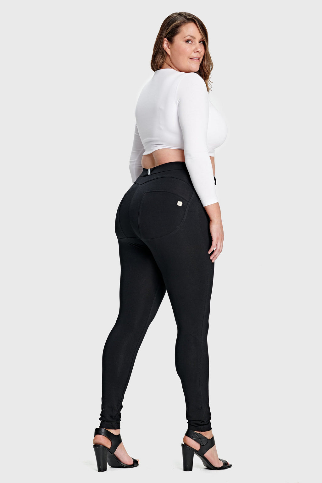 Freddy WR.UP® hourglass fit black cotton mid rise trousers – view 7