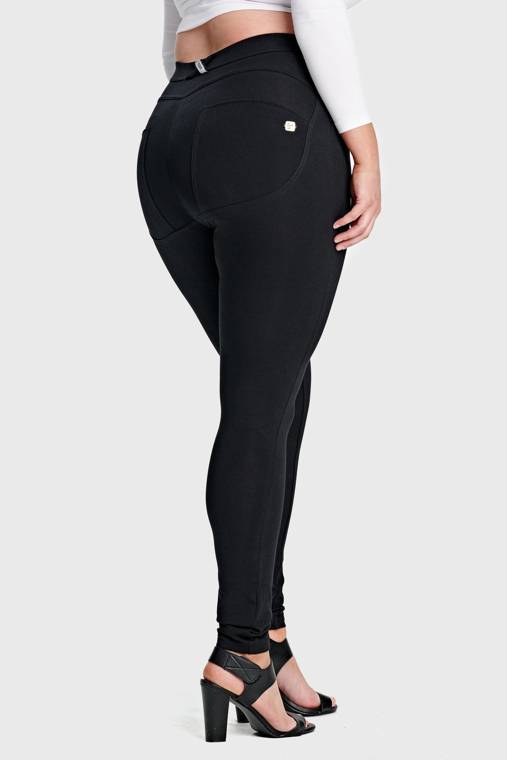 Freddy WR.UP® hourglass fit black cotton mid rise trousers – view 2