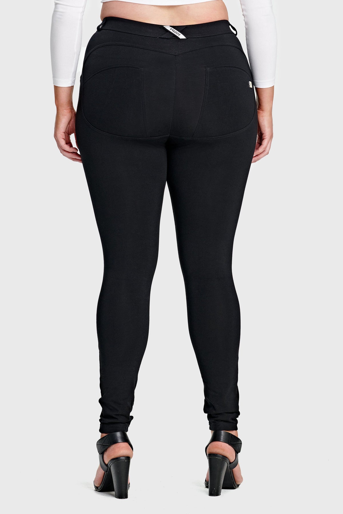 Freddy WR.UP® hourglass fit black cotton mid rise trousers – view 9