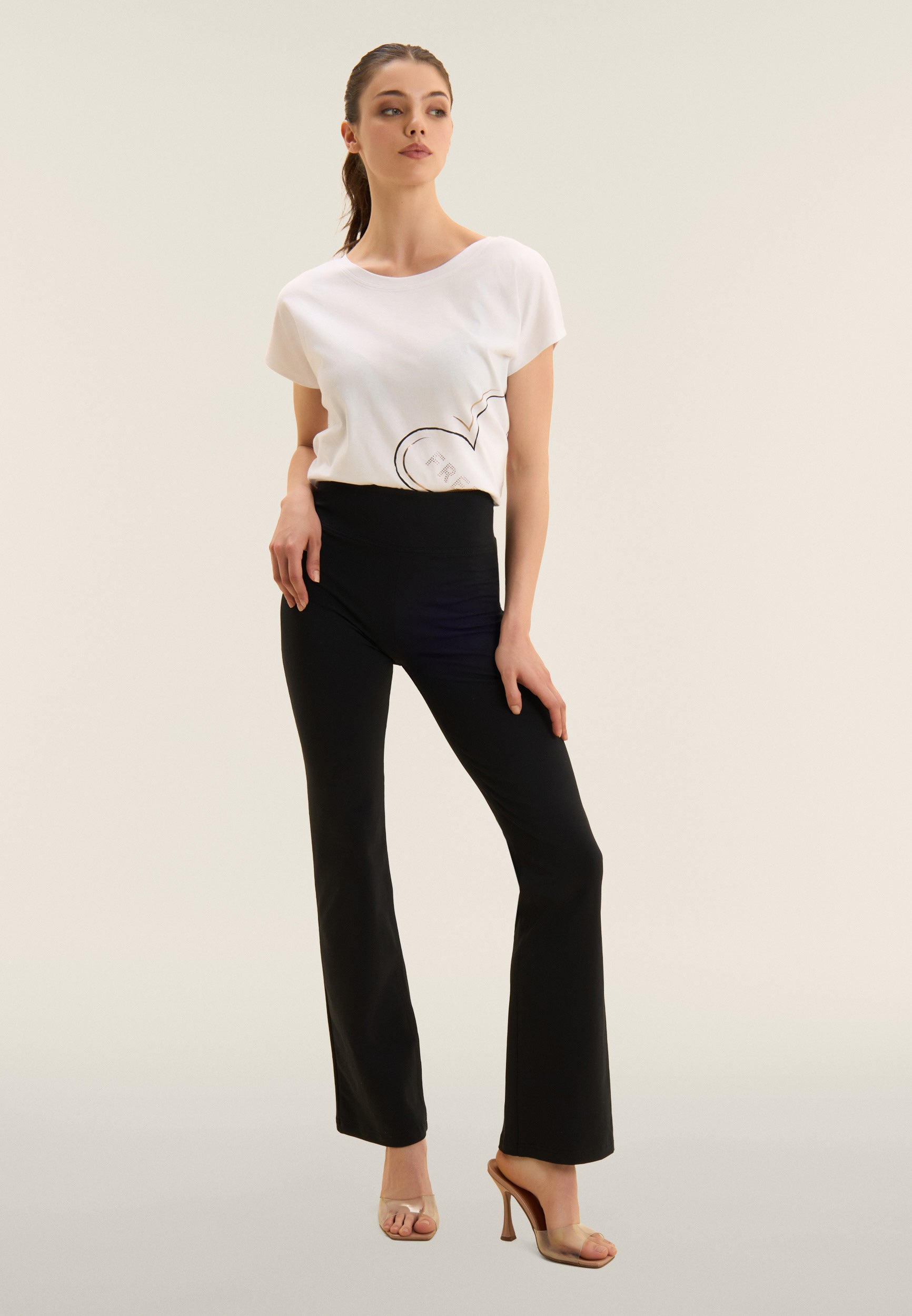 Black Cotton High Waist Cropped Bootcut