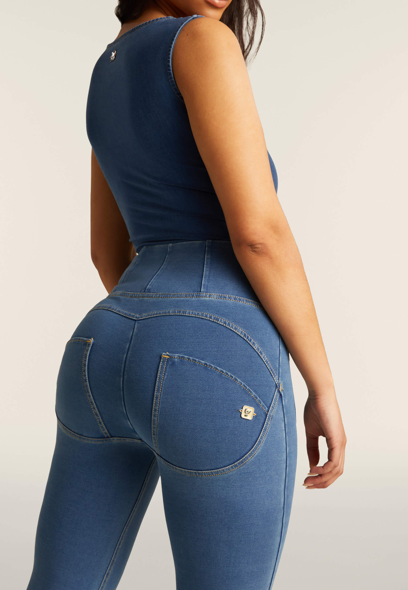 Light Denim Flares with Pockets High Waist