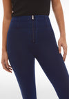 Dark Denim Blue Stitch High Waist Full Length