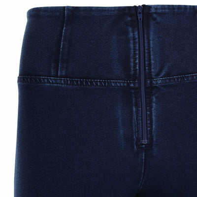 Dark Denim Blue Stitch High Waist Ankle Length