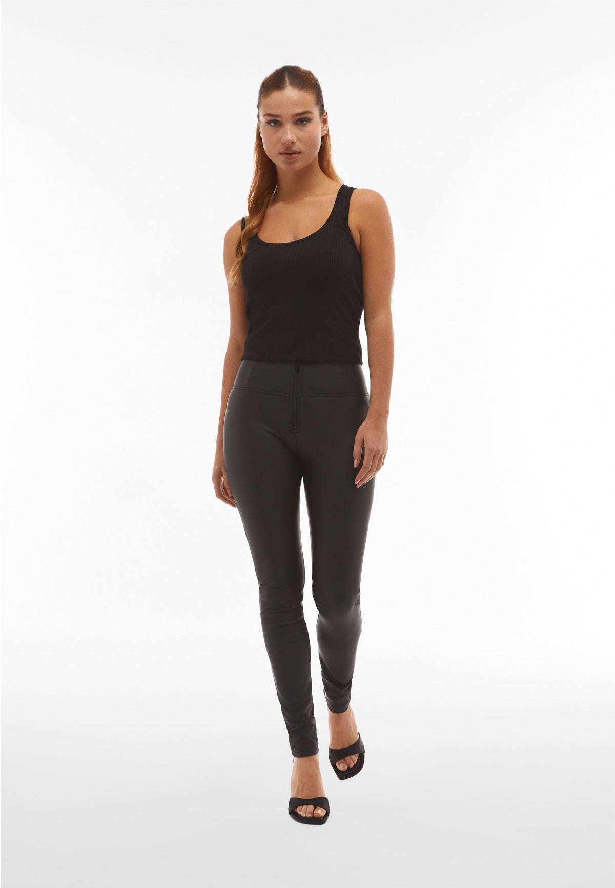 Freddy WR.UP® black faux leather high waist trousers – view 4