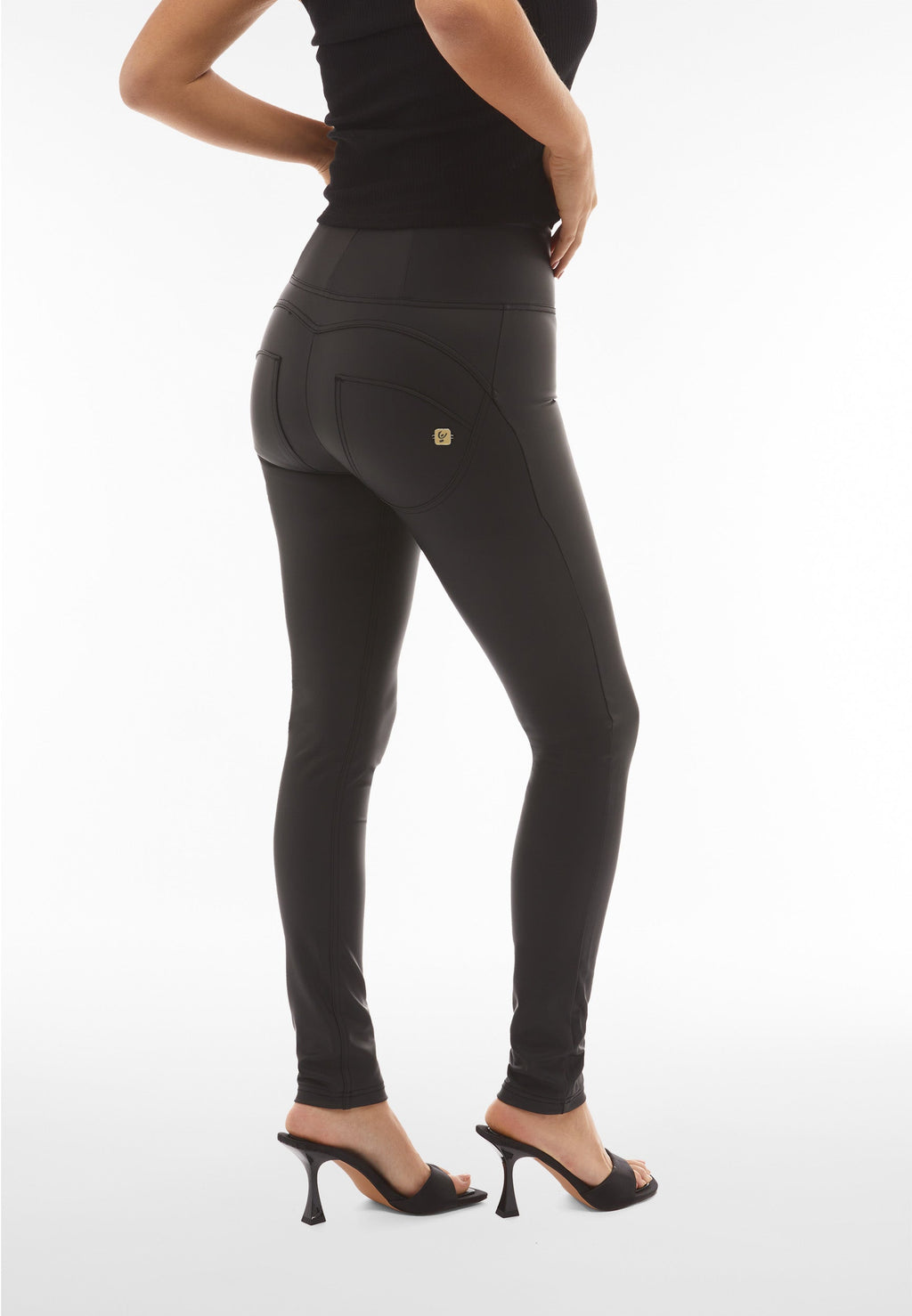 Freddy WR.UP® black faux leather high waist trousers – view 5