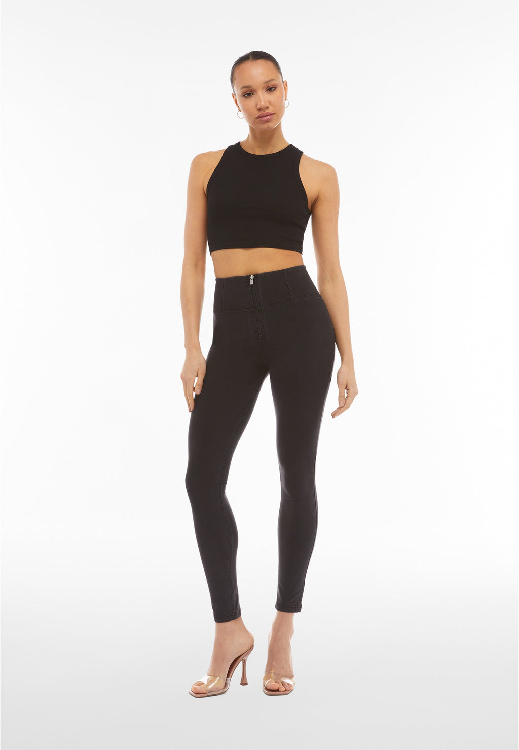 Freddy WR.UP® black denim black stitch super high waist jeans – view 4