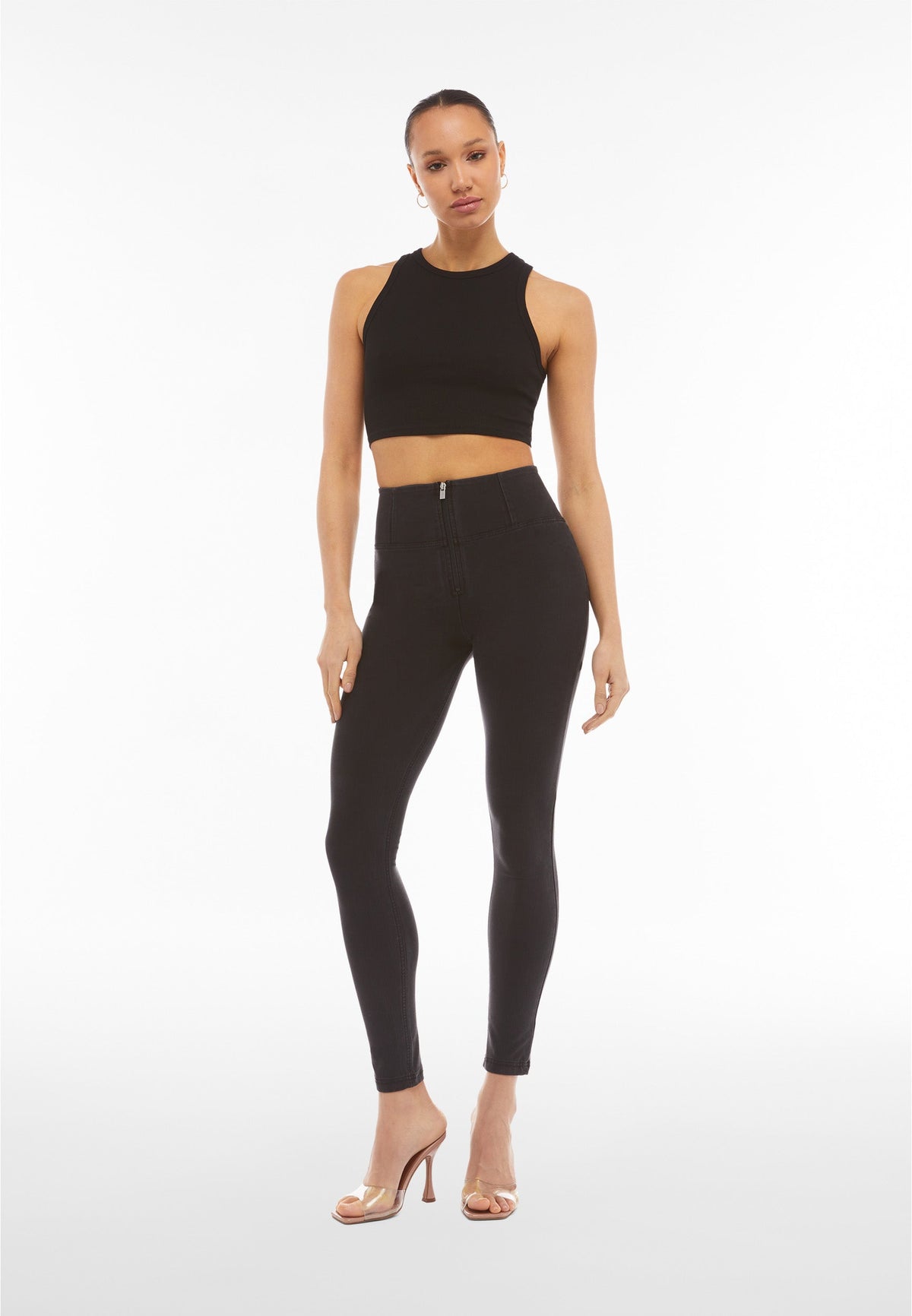 Freddy WR.UP® black denim black stitch super high waist jeans – view 4