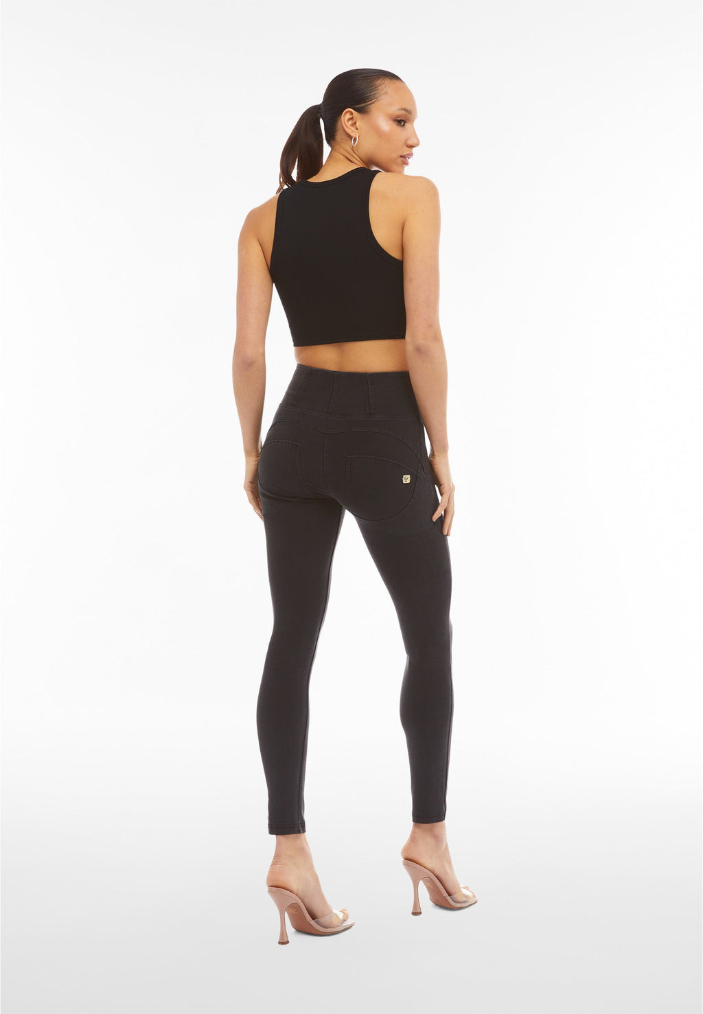Freddy WR.UP® black denim black stitch super high waist jeans – view 5