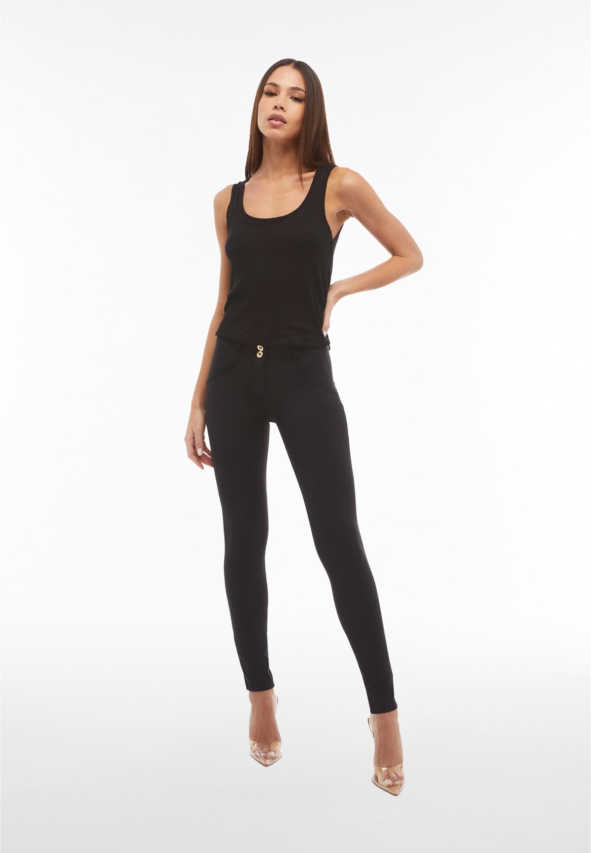 Freddy DIWO Pro black mid rise skinny trousers – view 4