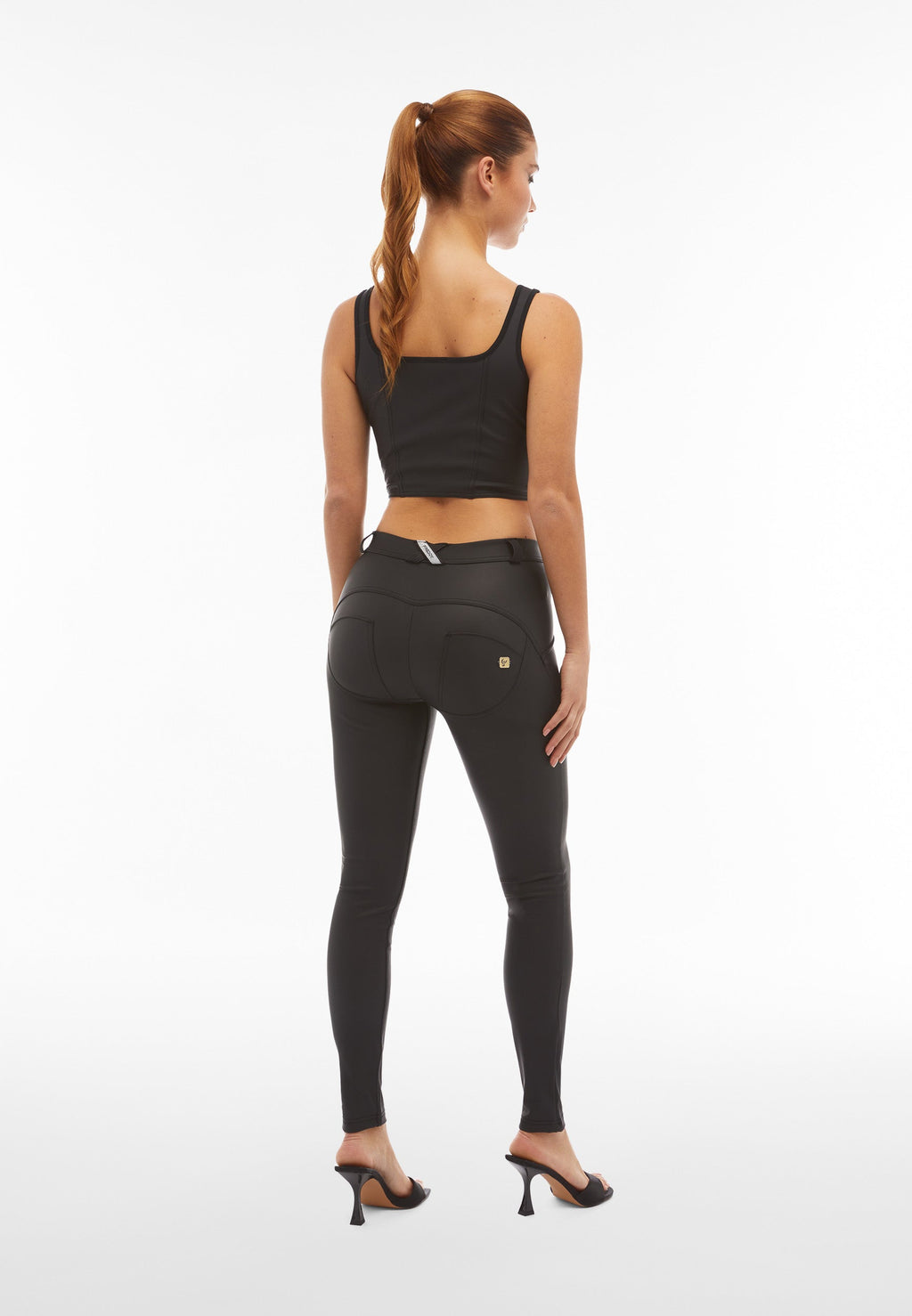 Freddy WR.UP® black faux leather mid rise trousers – view 5