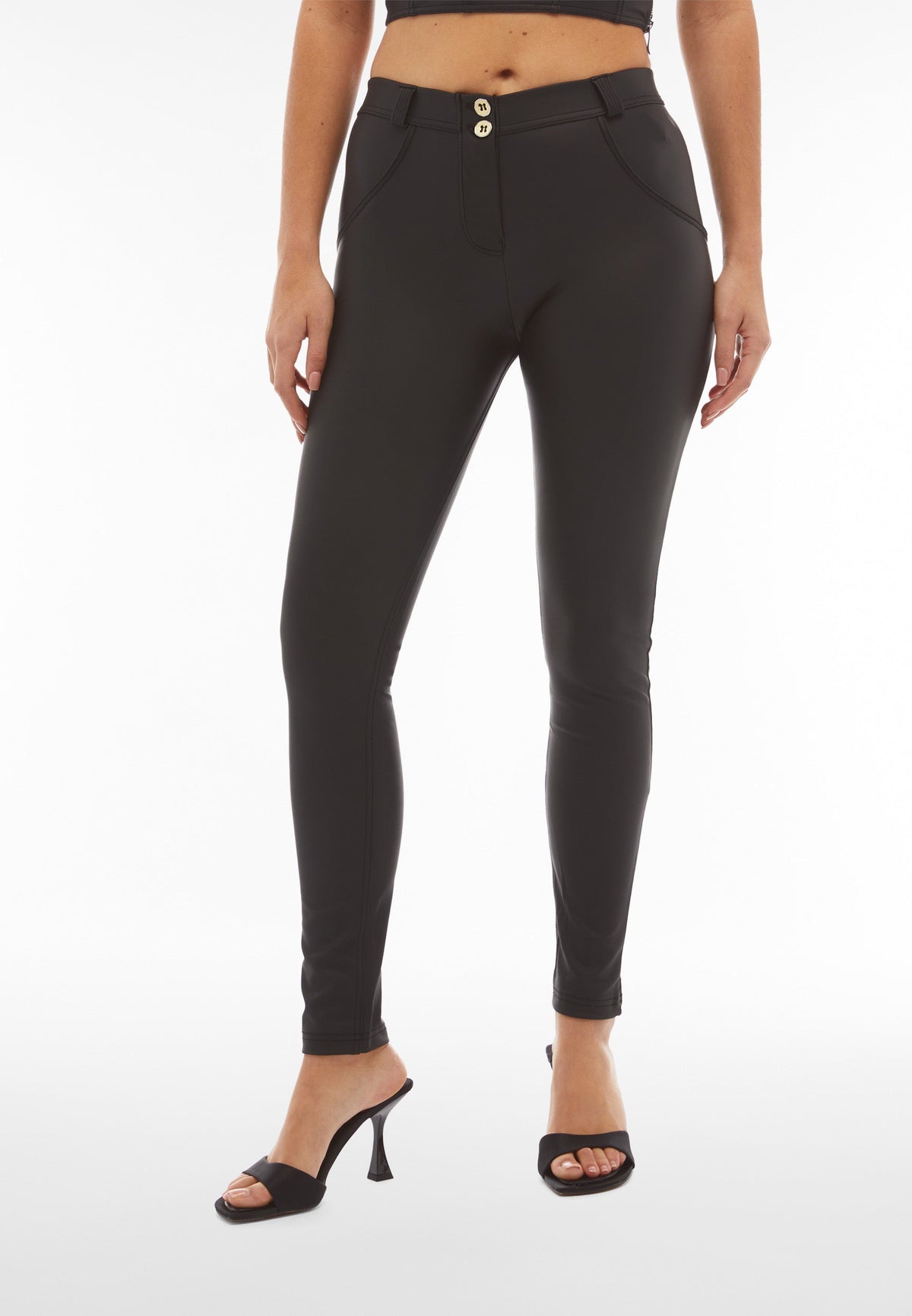 Freddy WR.UP® black faux leather mid rise trousers – view 6