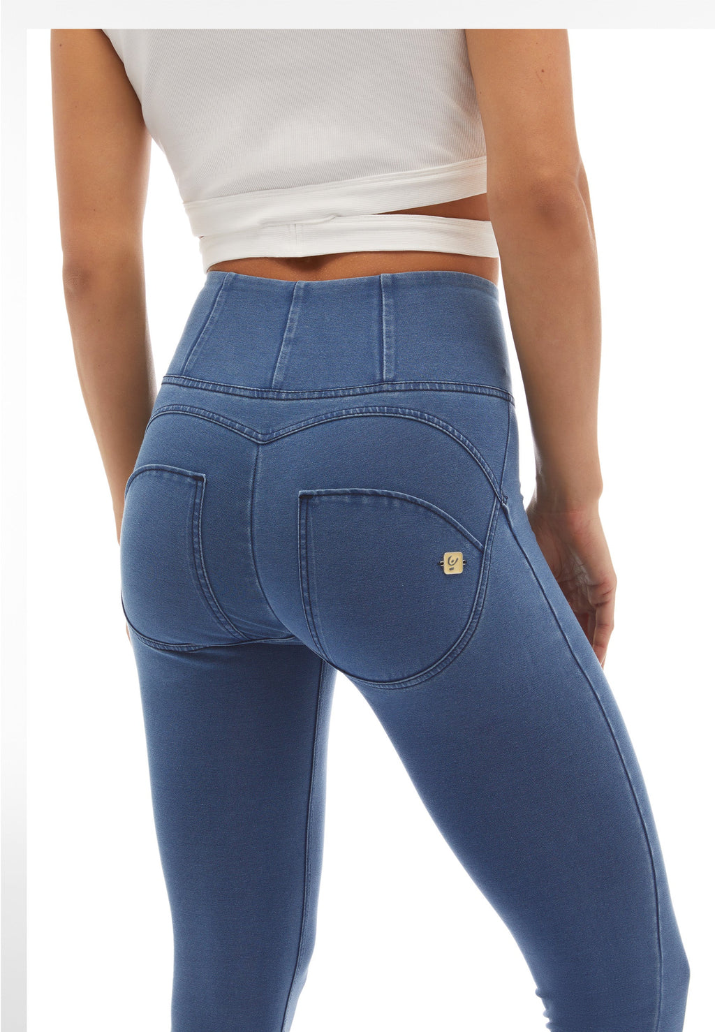 Light Denim Blue Stitch Super High Waist Full Length LAST SIZE CLEARANCE
