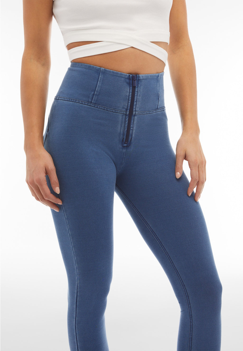 Light Denim Blue Stitch Super High Waist Full Length LAST SIZE CLEARANCE