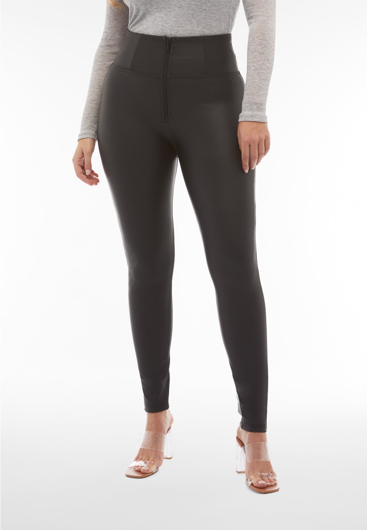 Freddy WR.UP® black faux leather super high waist trousers – view 5