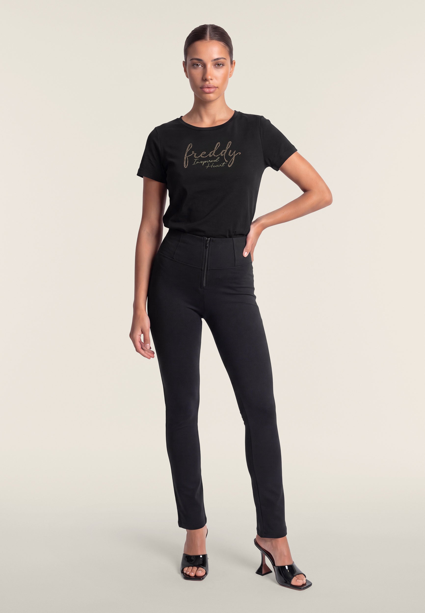 Black Cotton High Waist Relaxed Petite Cropped Bootcut