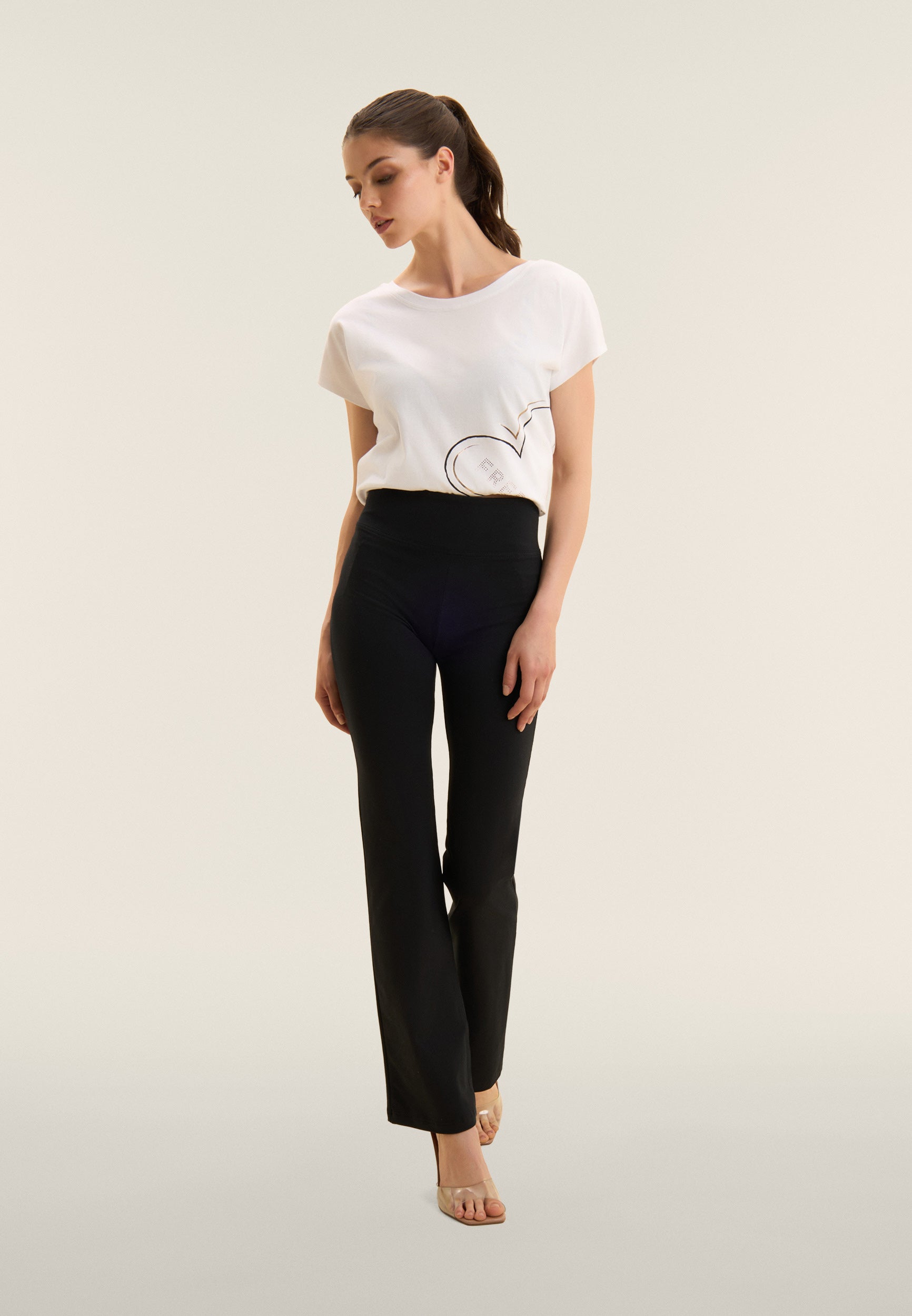 Black Cotton High Waist Cropped Bootcut