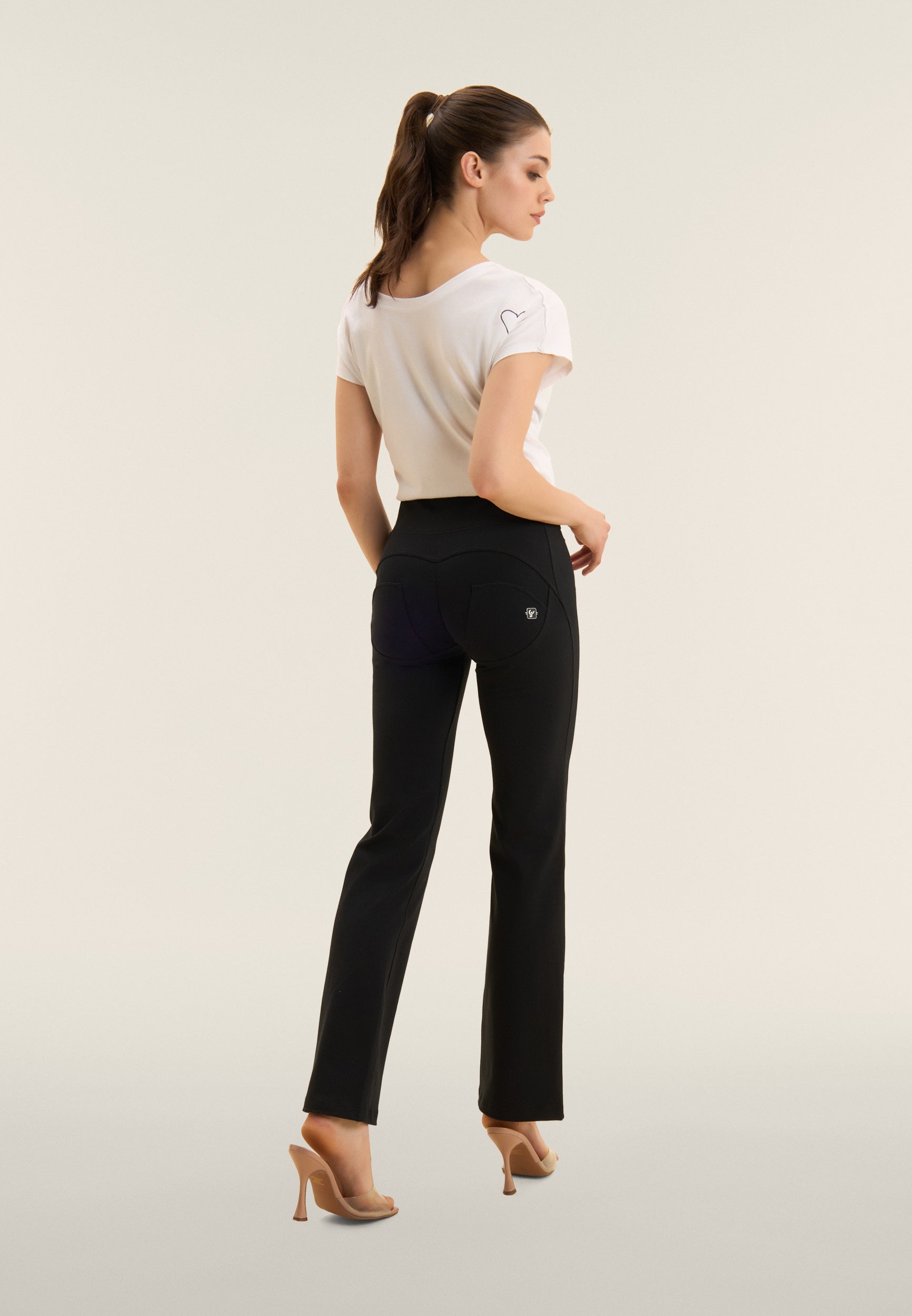 Black Cotton High Waist Cropped Bootcut