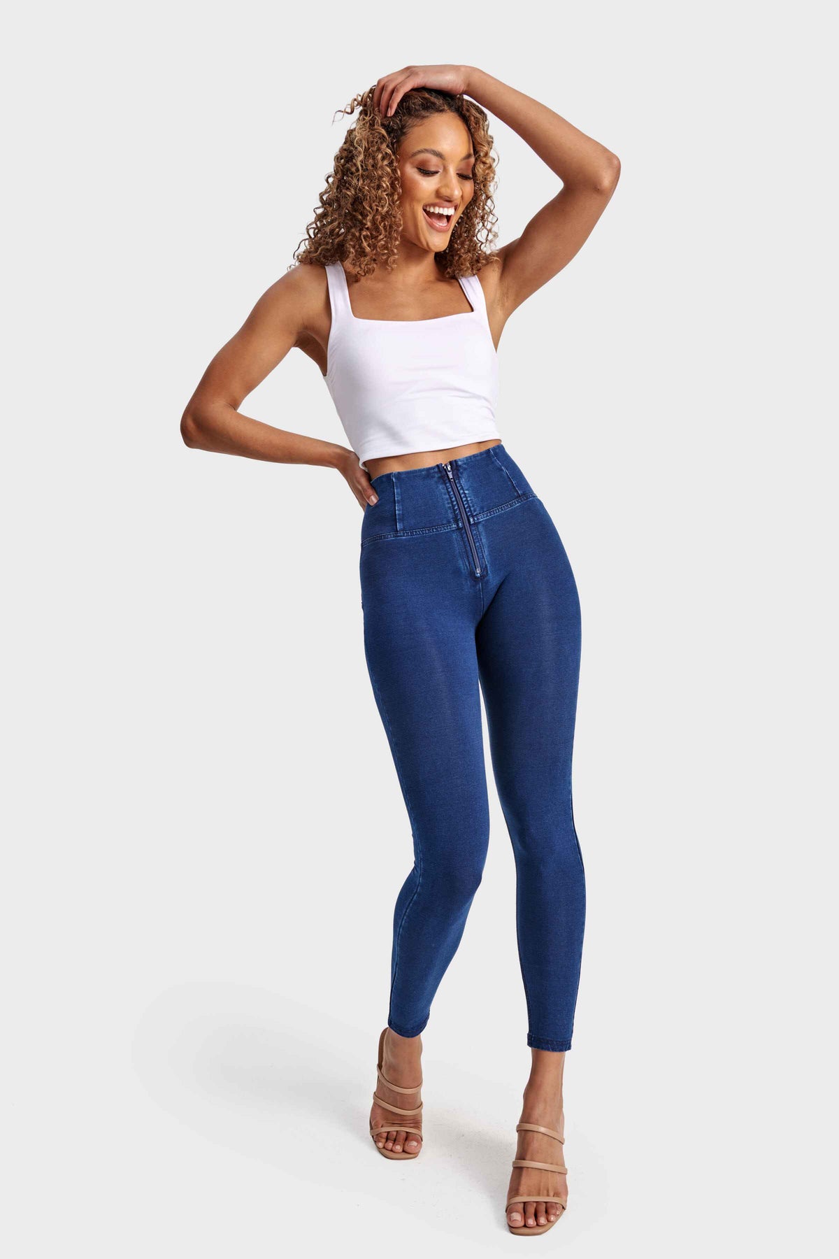 Freddy WR.UP® dark denim blue stitch high waist ankle jeans – view 2
