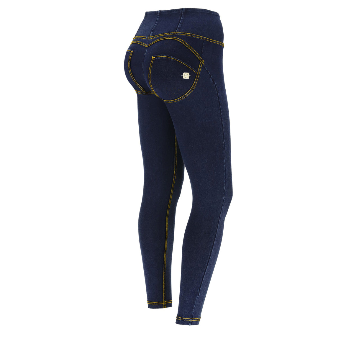 Freddy WR.UP® dark denim yellow stitch high waist ankle jeans – view 5