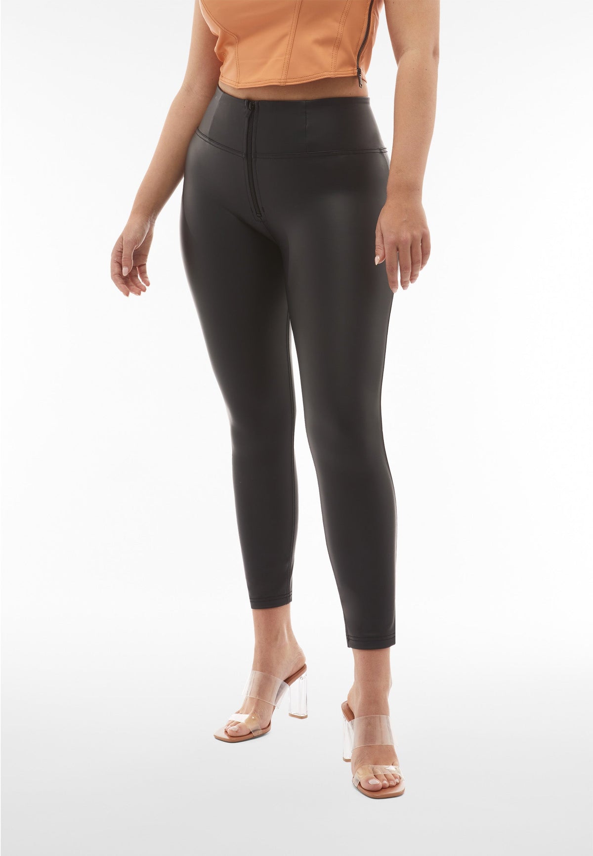 Freddy WR.UP® black faux leather high rise ankle trousers – view 7