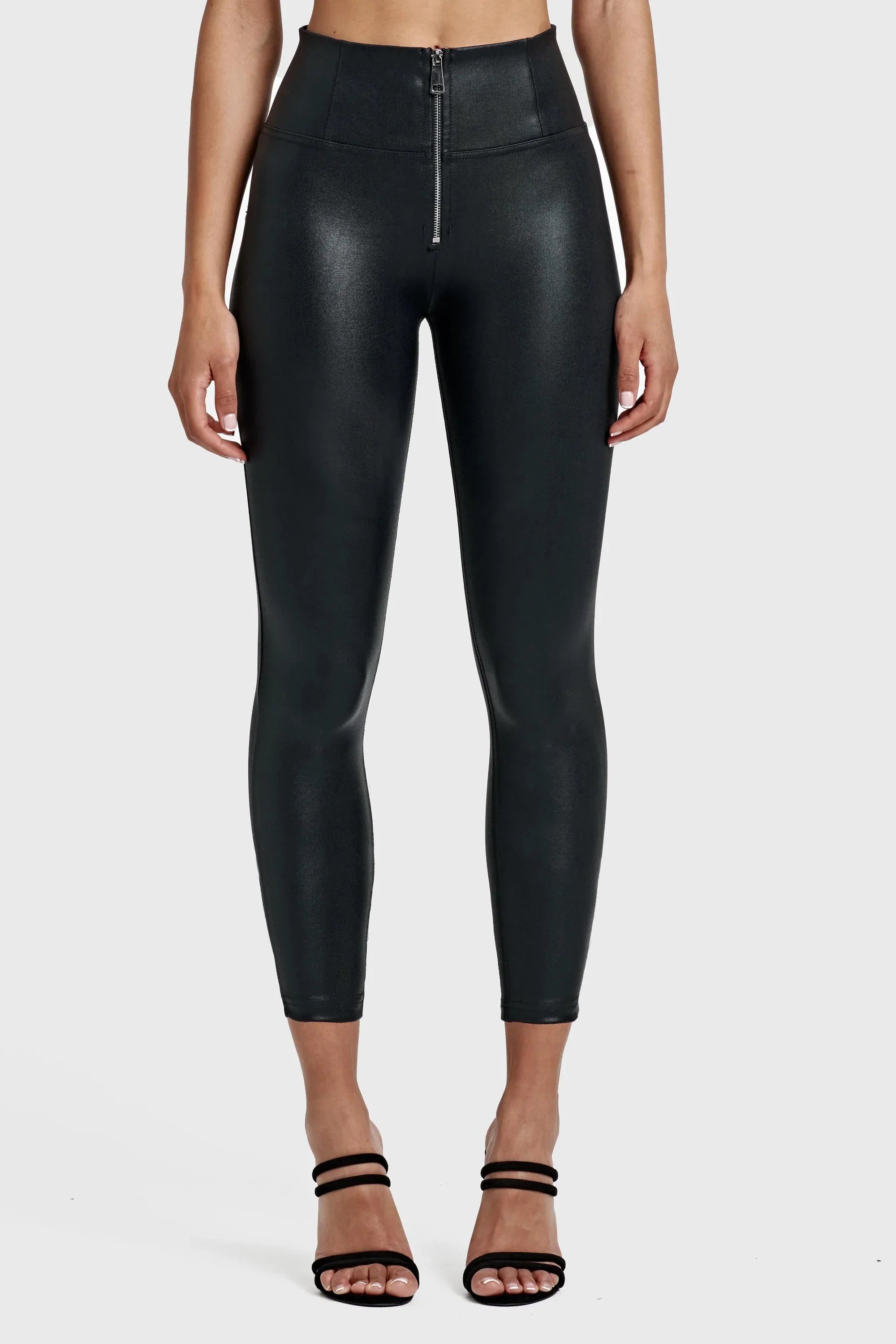 Black Metallic High Waist Ankle Length