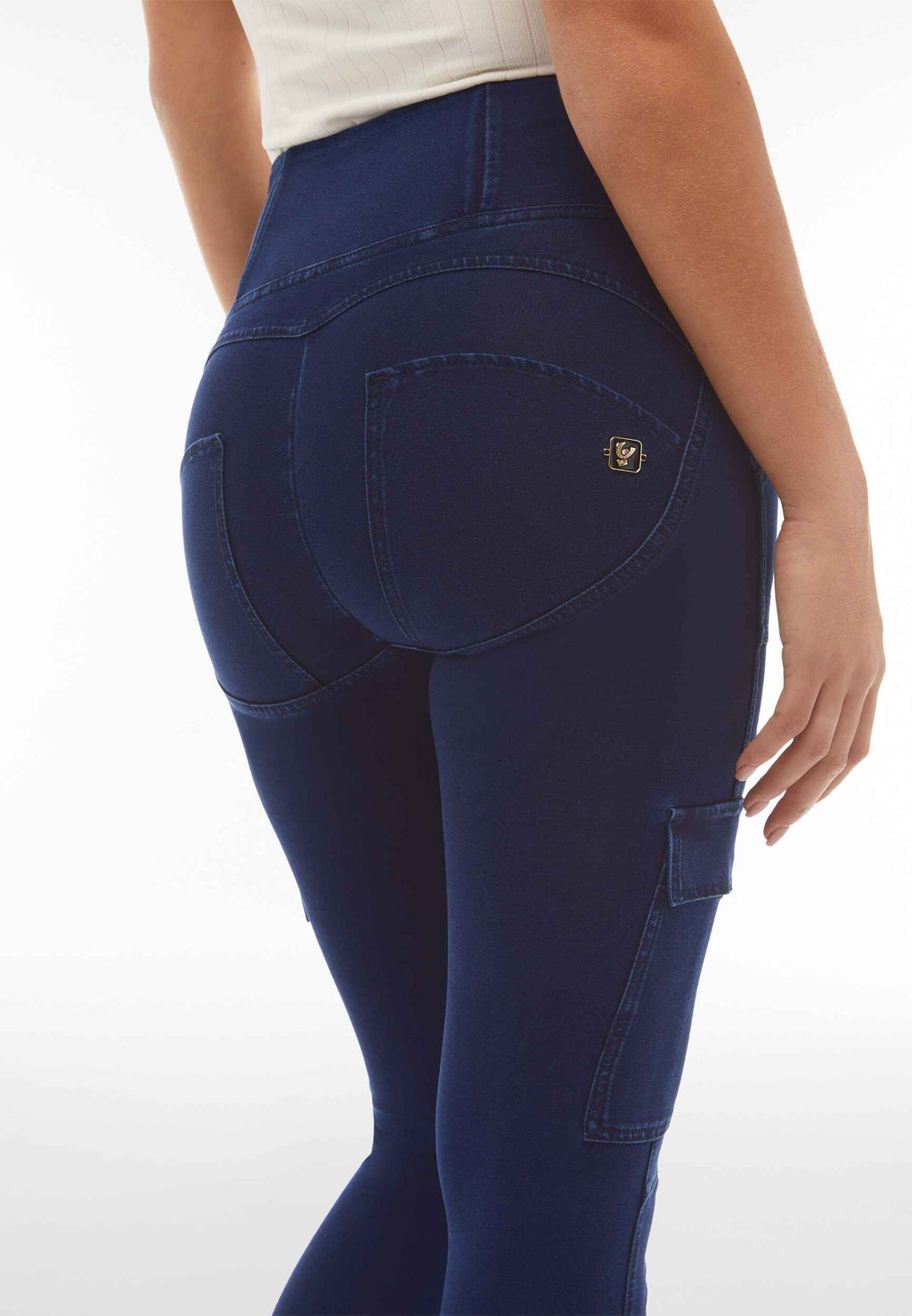 Freddy WR.UP® limited edition dark denim cargo high waist ankle jeans – view 2