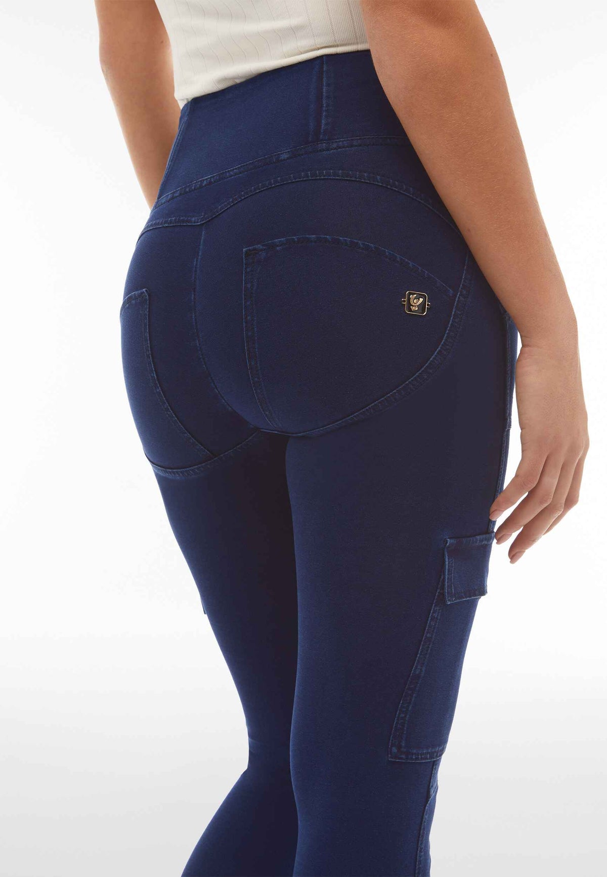 Freddy WR.UP® limited edition dark denim cargo high waist ankle jeans – view 2