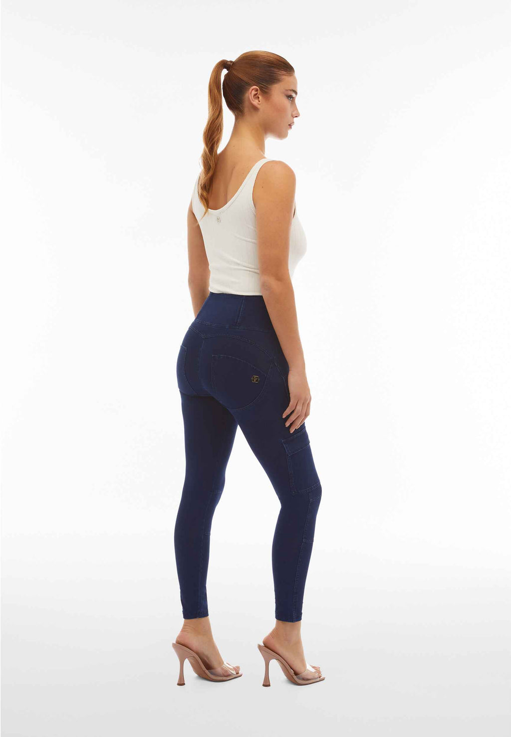 Freddy WR.UP® limited edition dark denim cargo high waist ankle jeans – view 4
