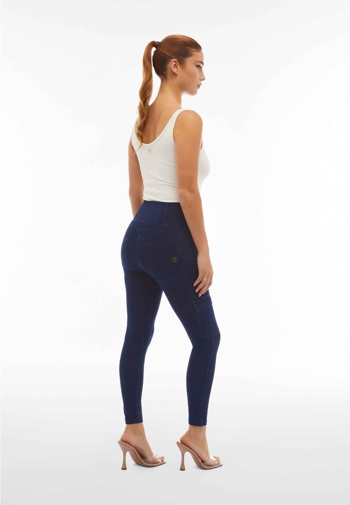 Freddy WR.UP® limited edition dark denim cargo high waist ankle jeans – view 4