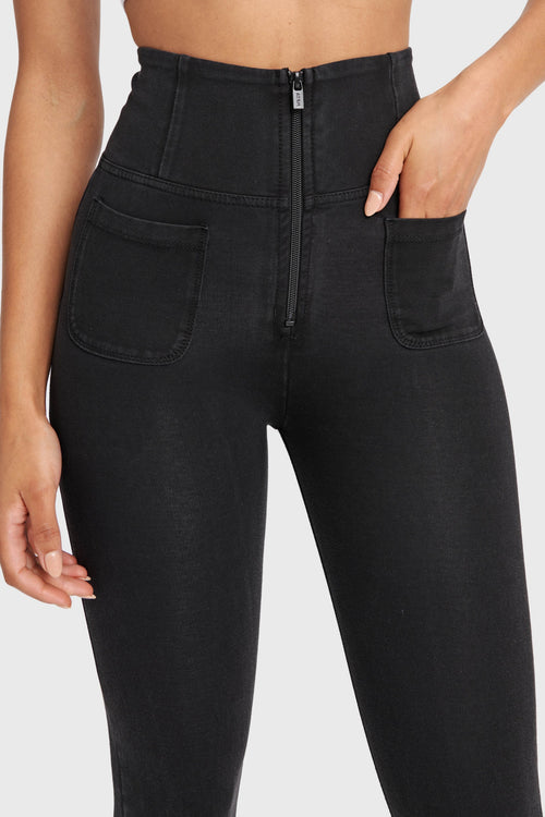 Freddy super high rise black denim 7/8 ankle jeans with front pocket – view 2