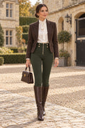 Model wearing Freddy WR.UP® faux leather shaping trousers
