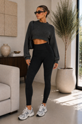 Freddy WR.UP® black biker detail high rise ankle trousers with side zip