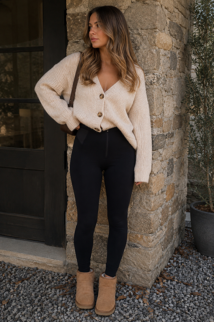 Freddy WR.UP® black organic cotton high waist ankle trousers with contour sides