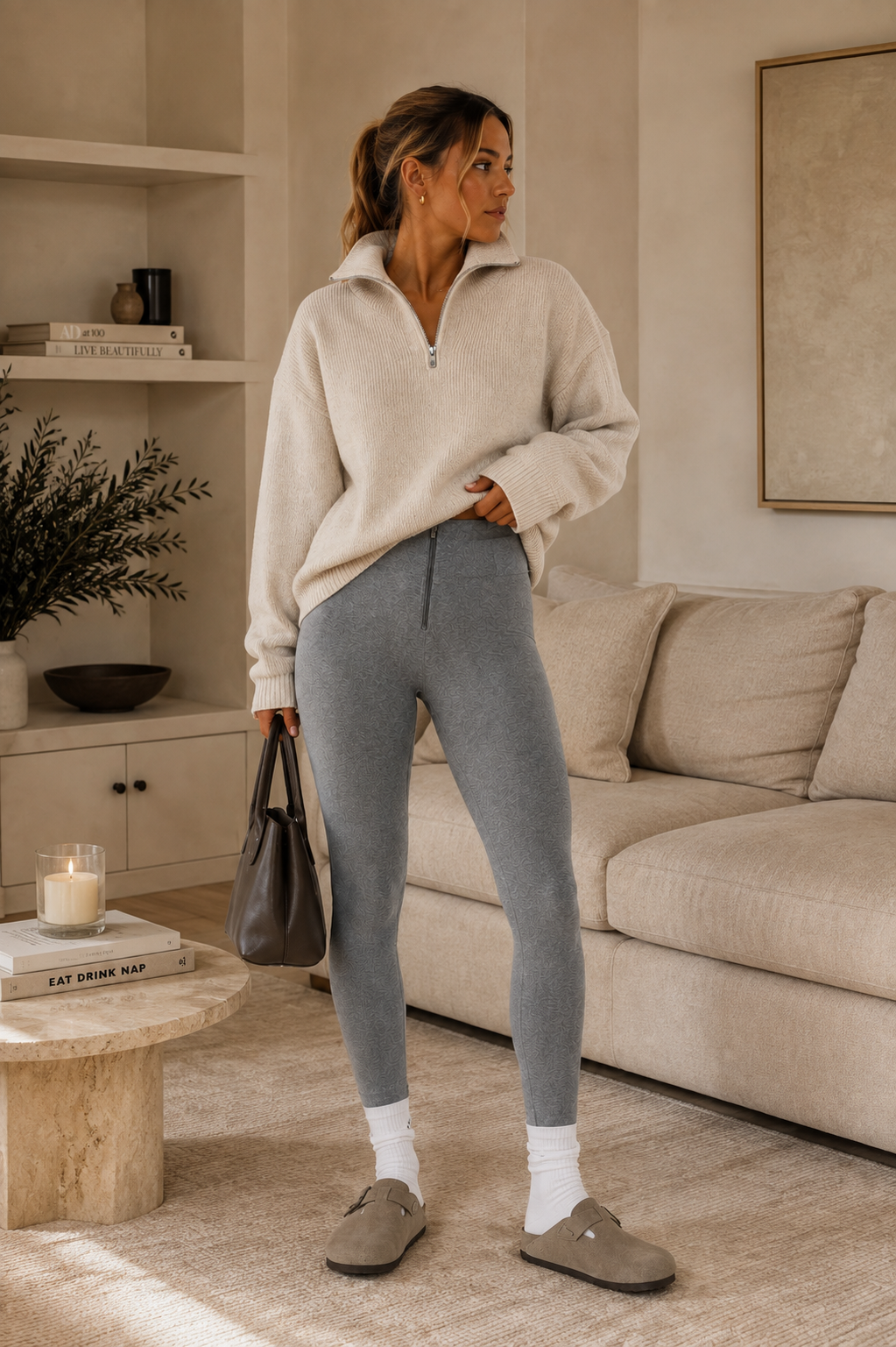 Freddy WR.UP® melange grey high waist ankle trousers
