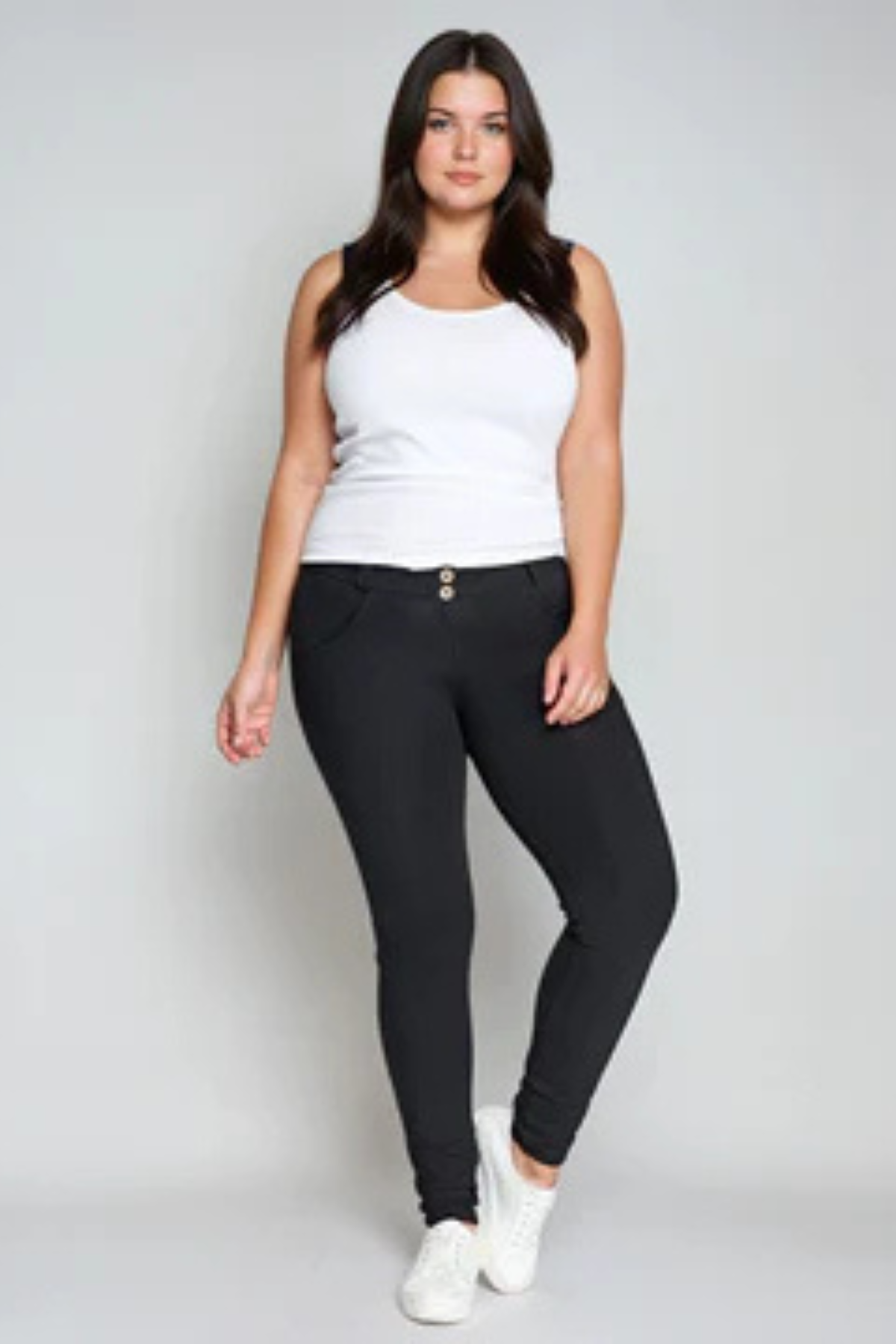 Freddy WR.UP® black cotton mid rise full length trousers