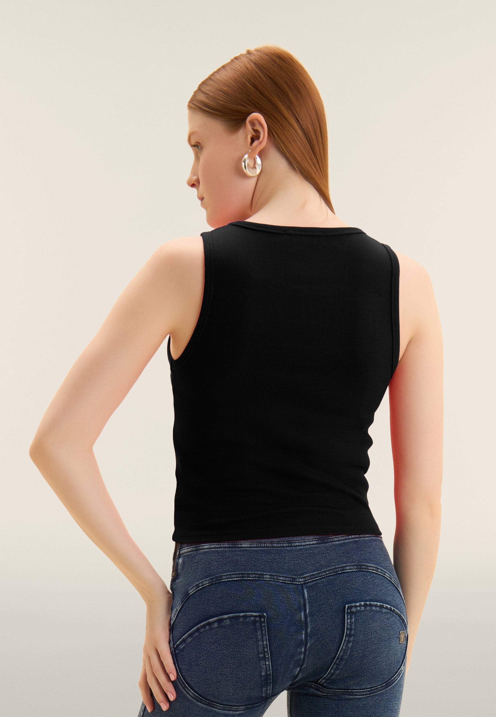 Cropped Ribbed Tank with Embroidered FREDDY Logo