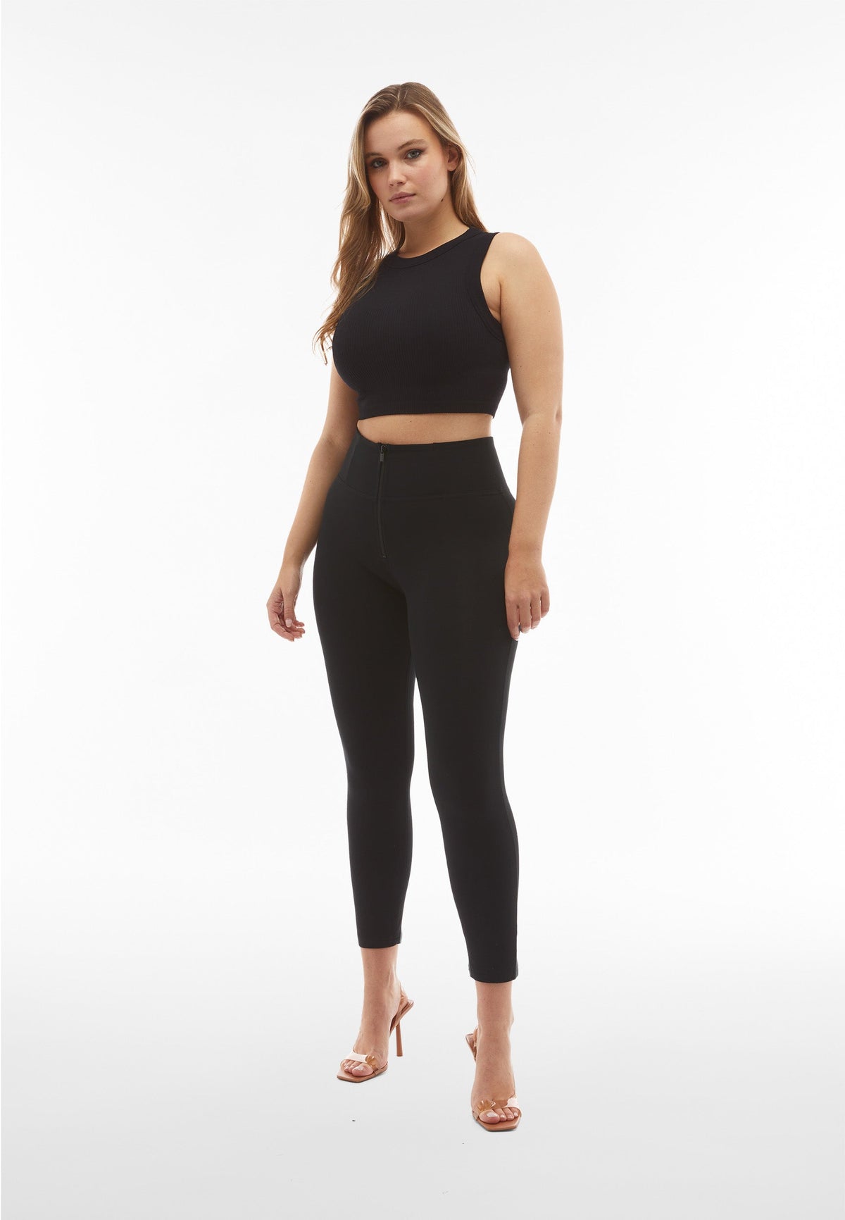 Freddy WR.UP® black organic cotton high waist ankle trousers – view 4