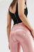 Ballet Pink Metallic Faux Leather High Rise