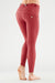 Red Faux Leather Mid Rise Organic Super Skinny