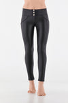 3 button black faux leather high rise freddy jeans