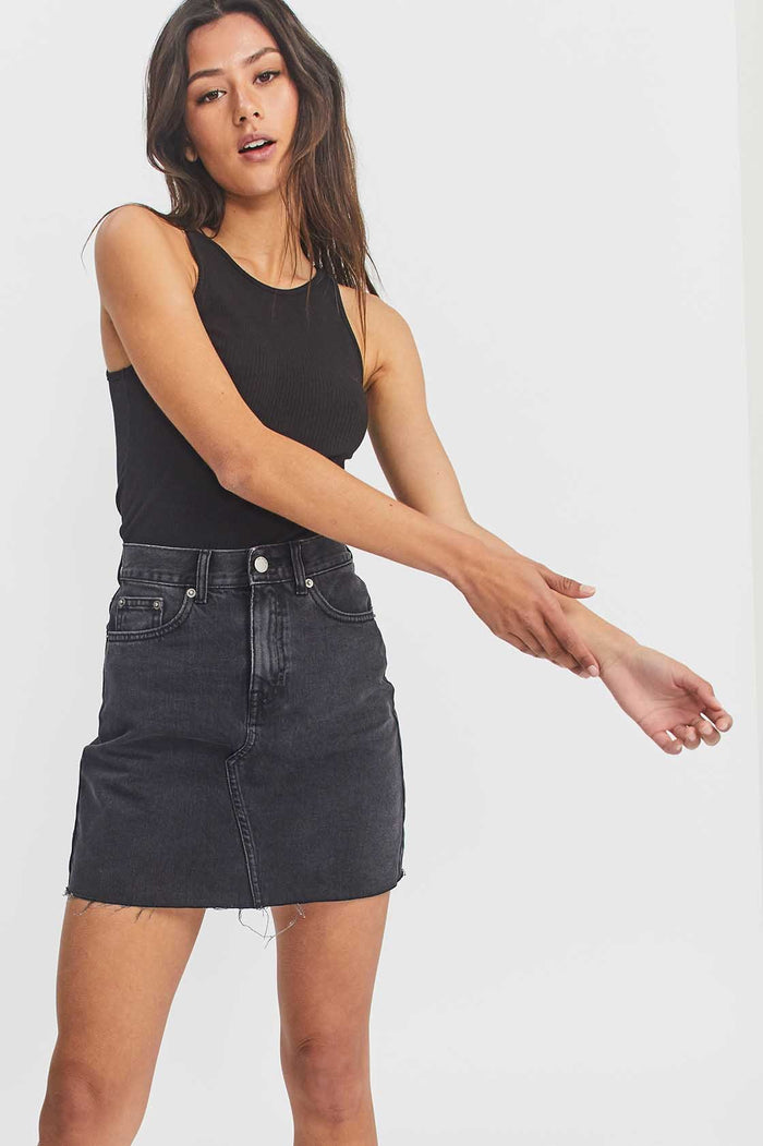 Echo Denim Skirt - Charcoal Black