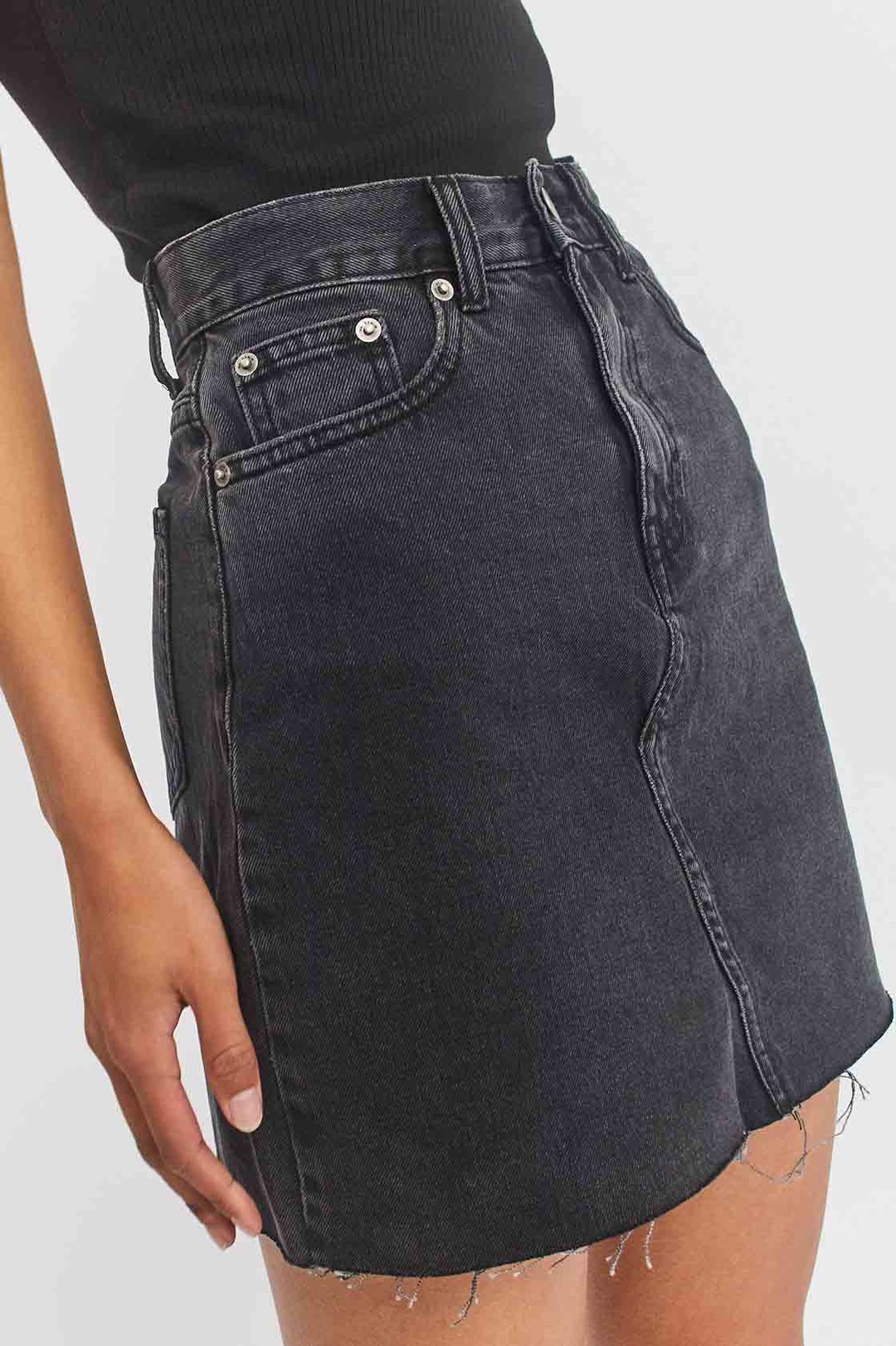 Echo Denim Skirt - Charcoal Black