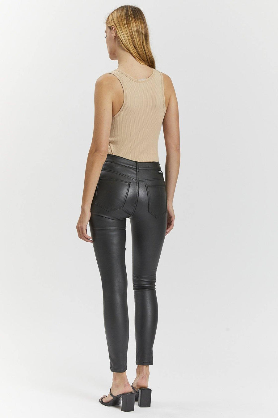 LEXY JEANS - Black Metal Faux Leather