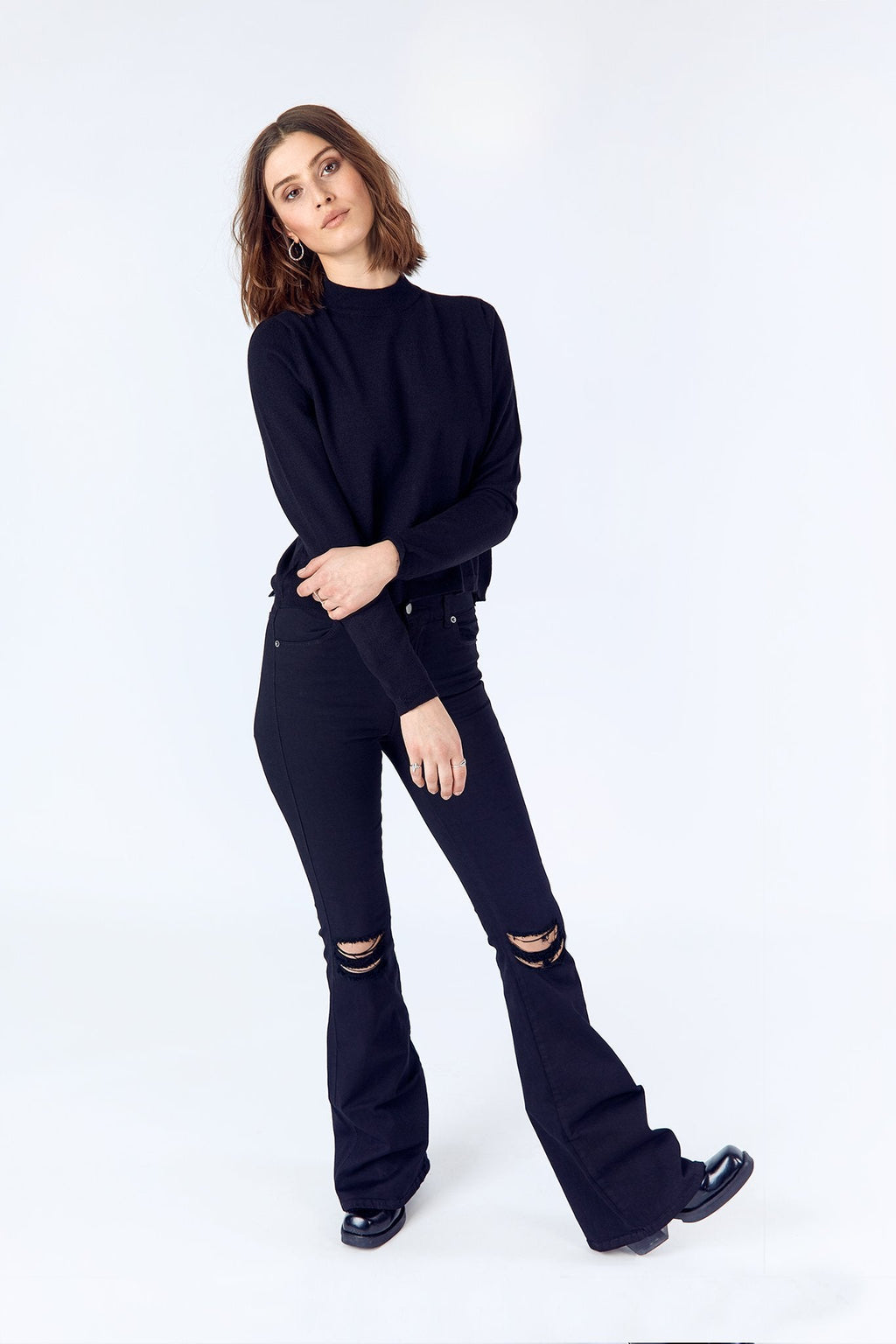 Macy Jeans - Black Ripped Knees